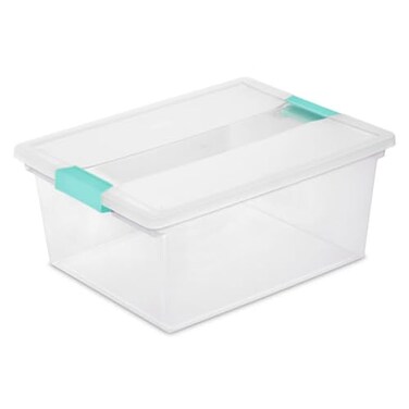 Sterilite Clip Box, Stackable Clear Plastic Bins- Deep, 12-Pack