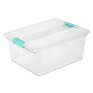 Sterilite Clip Box, Stackable Clear Plastic Bins- Deep, 8-Pack