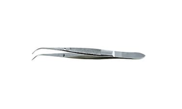 Medixplus Iris Dressing Forceps 4" Half Curved Serrated Tips
