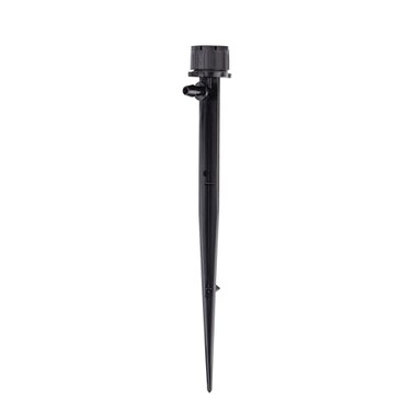 Raindrip 156005B Adjustable Flow Bubbler, Non-Pressure Compensating Emitter, Full-Circle Pattern, 8 Stream Spray, with 1/4-Inch Barbed Inlet on 5-Inch Stake, 5-Pack, Black