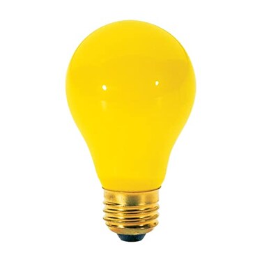 Satco S3938 60 Watt A19 Incandescent Yellow Bug Light Bulb, 2-Pack