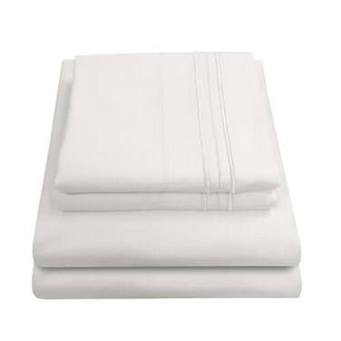 Sweet Home 1800 Thread Count Sheet Set“ Soft Egyptian Quality Brushed Microfiber Sheets“ Luxury Bedding Set with Flat Sheet, Fitted Sheet, Pillow Cases, King, Ivory, Sheet Set