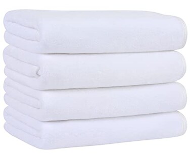 KinHwa Microfiber Hand Towels 4 Pk White, Soft Absorbent Face Towels