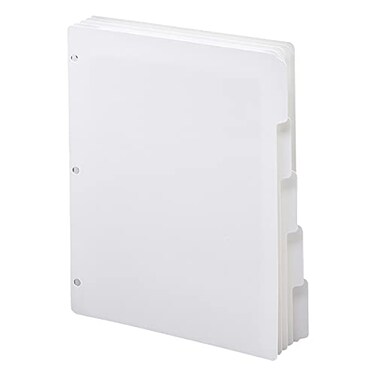Smead White Binder Index Dividers, 3 Ring Binder Dividers with Tabs, 5-Tab