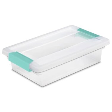 Sterilite Clip Box, Stackable Clear Plastic Bins- Small, 18-Pack