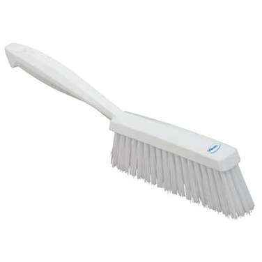 Vikan 45895 Bench Cleaning Brush, Polypropylene/Polyester Medium Bristle Dustpan BrushSweeper, 14 Inch, White