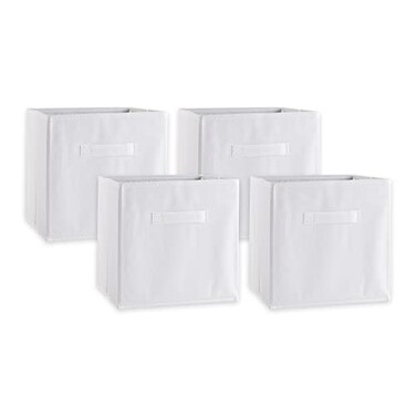 DII Collapsible Storage Organizer Bin, Small, 11" Cube, White, 4 Count