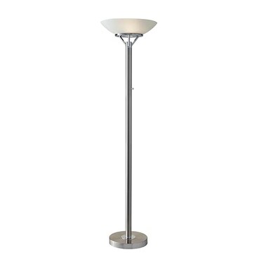 Adesso 2-Light Floor Lamp, Brushed SteelChrome, Dimmable, 71.5