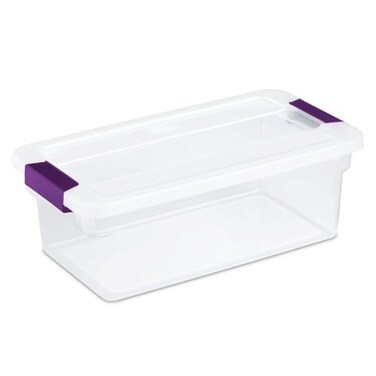 Sterilite 6 Qt ClearView Latch Storage Box Stackable Bin with Latching Lid, Plastic Container to Organize Shoes in Closet, Clear ,24 Pack