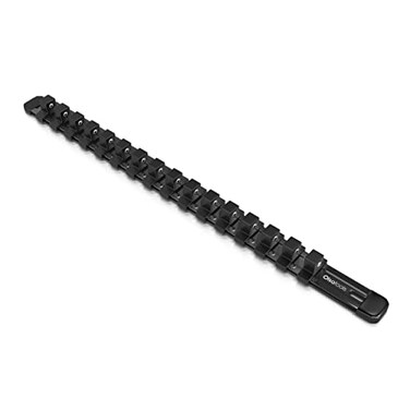 Olsa Tools 1/2-Inch Drive Socket Holder Rail, Black Aluminum, 16 Clips