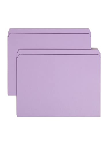 Smead File Folder, Reinforced Straight-Cut Tab, Letter Size, Lavender, 100 per Box ,12410