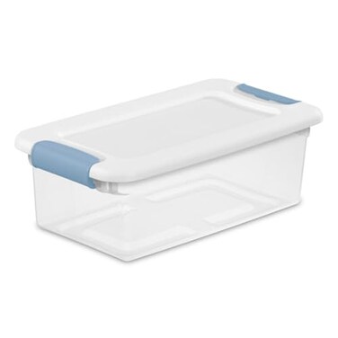 Sterilite 24-Pack Latching Box, Under Bed Storage Bins with Lids, Clear Plastic, 6 Quart - Heavy-Duty Organizing Containers for Closet, Bathroom, and Office