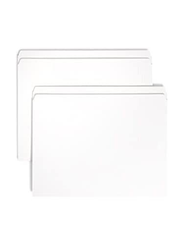 Smead File Folder, Reinforced Straight-Cut Tab, Letter Size, White, 100 per Box ,12810