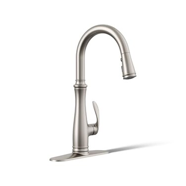 KOHLER K-560-VS Bellera Pull Down Kitchen Sink Faucets, Kitchen Faucets with Pull Down Sprayer, 3-Spray, Vibrant Stainless