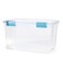 Sterilite 54 Qt Gasket Box, Stackable Storage Bin with Latching Lid and Tight Seal, Plastic Container to Organize Basement, Clear Base and Lid, 1-Pack