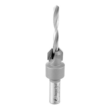 Amana Tool Carbide Tipped Countersink Drill Bit, 55208, 8-9 Screw, 7/16 Dia x 1/64 Drill Dia x 5/16 Round Shank