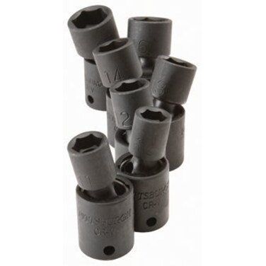 Pittsburgh 7 Piece 3/8" Drive Metric Impact Swivel Socket Set, Silver