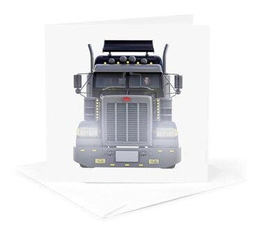 3dRose Black Semi Truck from Front 1 Greeting Card with envelope