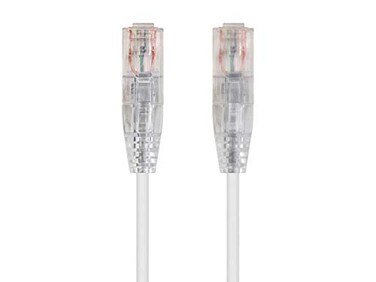 Monoprice Cat6 6in White Component Level Patch Cable UTP 28AWG 550MHz Pure Bare Copper Snagless RJ45 SlimRun Series Ethernet Cable
