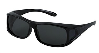 LensCovers Medium Rectangle Polarized Fit Over Sunglasses, Black, Smoke