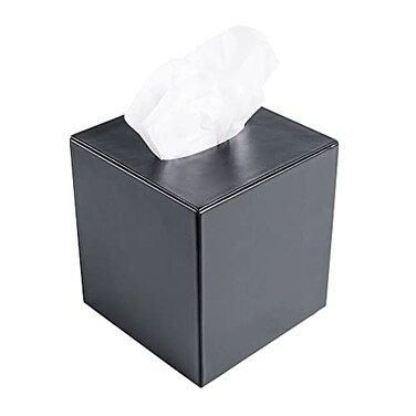 Dacasso Leather Tissue Box Cover, Classic Black ,A1037
