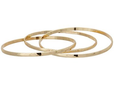 GUESS "Basic" Gold 3 Piece Interlocking Bangle Bracelet