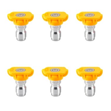 Podoy 6 Pack Yellow 15° Pressure Washer Tips, 1/4" Quick Connect, Orifice 3.0