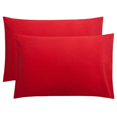FLXXIE 2-Pack Microfiber Queen Pillow Cases, Envelope Closure, Red