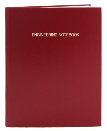 BookFactory Engineering Notebook ,Grid Format, Red, Hardbound, 96 Pages
