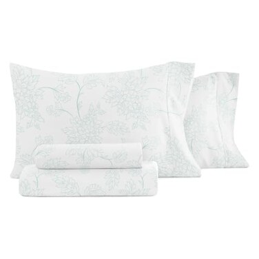 Linen Market 3 Piece Sheet Set Patterned, Queen, Vine Aqua