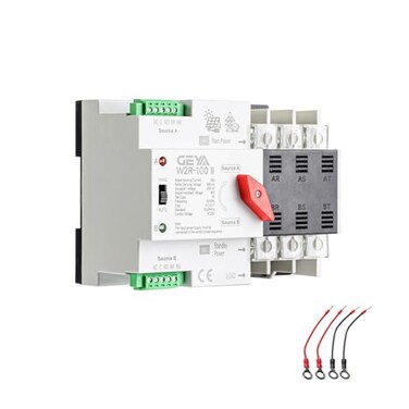 GAEYAELE Automatic Transfer Switch Three Phase ATS 63A 220V Power Transfer Switch Din Rail Mounted ,3P-63A-AC220V
