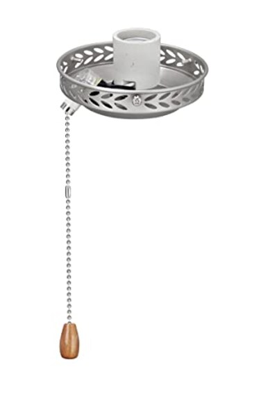 Aspen Creative 22001-11, One-Light Ceiling Fan Fitter Light Kit with Pull Chain, Brushed Nickel