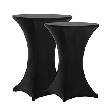 Tina's Cocktail Table Covers Black, High Top Table Cloths 2 Pack 32x43 Inch