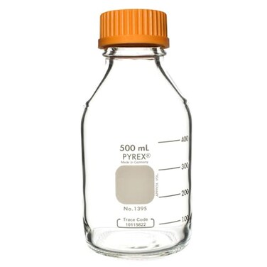 Pyrex 500mL Round Media Storage Bottles, with GL45 Screw Cap, Ea