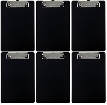 Trade Quest Small Memo Clipboard 6'' x 9'' Low Profile Clip ,6-PackBlack