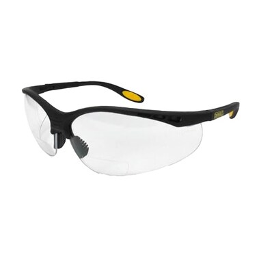 DEWALT DPG59 Reinforcer Rx-Bifocal High Performance Protective Eyeware with Rubber Temples and Protective Eyeglass Sleeve - Clear Lens, 2.0 Diopter