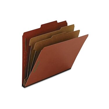 Smead 100% Recycled Pressboard Classification File Folder, 2 Dividers, 2" Expansion, Letter Size, Red, 10 per Box ,14024