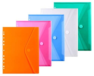 YoeeJob LaOficina 5 Pack 11-Hole Binder Pockets with Hook and Loop Closure