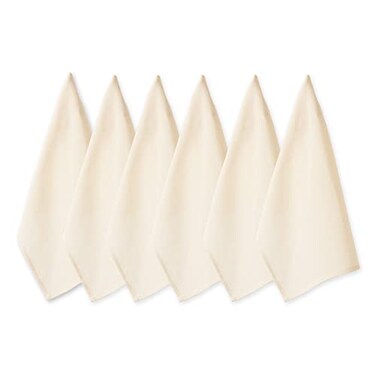 DII Basic Solid Dishtowel Collection Cotton Flat Woven, Small Set, 18x28, Natural, 6 Piece