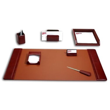 Dacasso Leather Desk Set, 7-Piece, Mocha ,D3004