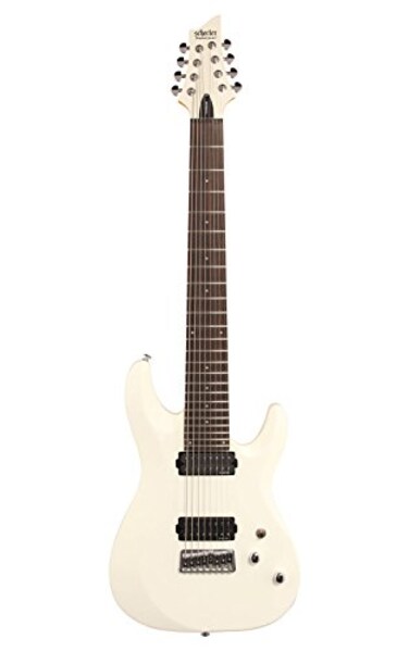 Schecter C-8 DELUXE Satin White 8-String Solid-Body Electric Guitar, Satin White