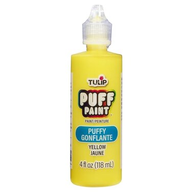 Tulip Puff Fabric Paint , Permanent Craft Paint for Clothes, DIY Projects, Notoxic, 4 fl oz, Puffy Yellow