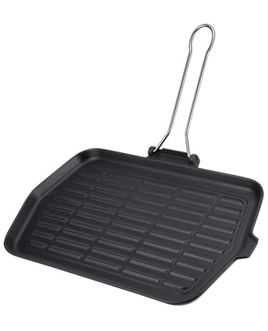 Ilsa V174 Dietella Cast Iron 9-Inch x 14.5-Inch Rectangular Grill, Black