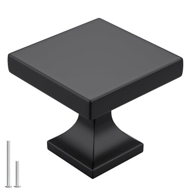 Goldenwarm 5 Pack Black Cabinet Knobs Matte Square Drawer Knobs Black Cabinet Hardware for Kitchen Bathroom Zinc Alloy Handle and Pulls