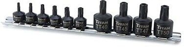 Titan 16143 10-Piece Low Profile Tamper-Resistant Impact Star Bit Socket Set