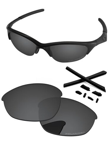 PapaViva Replacement LensesRubber Kits for Oakley Half Jacket 60mm Sunglass Solid Black Polarized