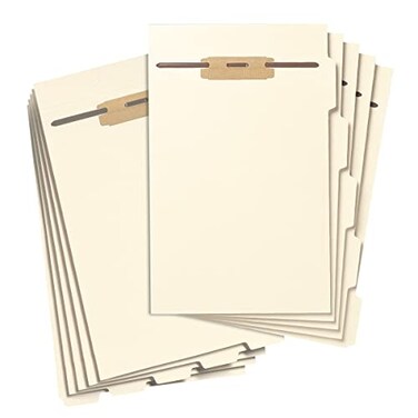 Smead Stackable Folder Divider with Fastener, Bottom 1/5-Cut Tab, Legal Size, Manila, 50 per Box ,35650