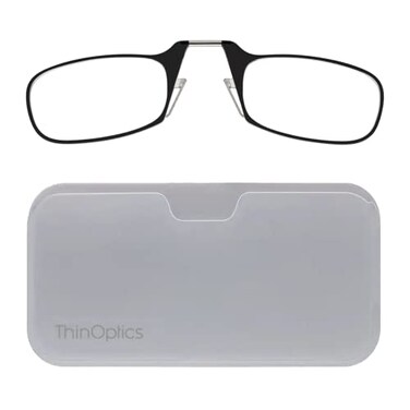 ThinOptics Pod Reading Glasses - Slim Armless Pocket Readers - White, Black 1.5x