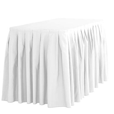 LTC LINENS Table Skirt White for 4 Feet Rectangular or 48 Inch Round Table - 14 ft Pleated Table Skirting Cloth Polyester for Banquet, Wedding