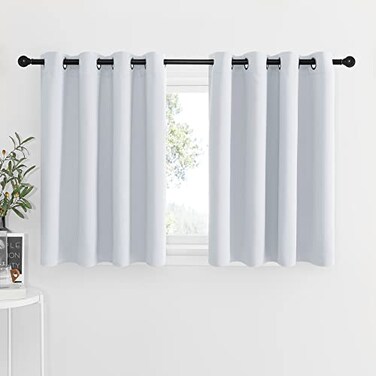 NICETOWN Greyish White Blackout Kitchen Curtains for Window Panels